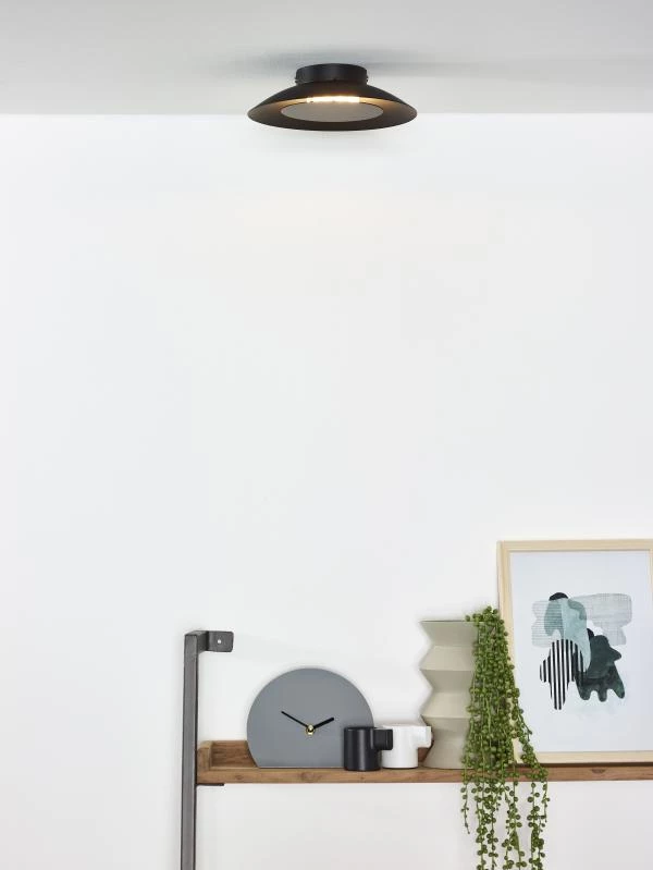Lucide FOSKAL - Flush ceiling light - Ø 21,5 cm - LED - 1x6W 2700K - Black - ambiance 1